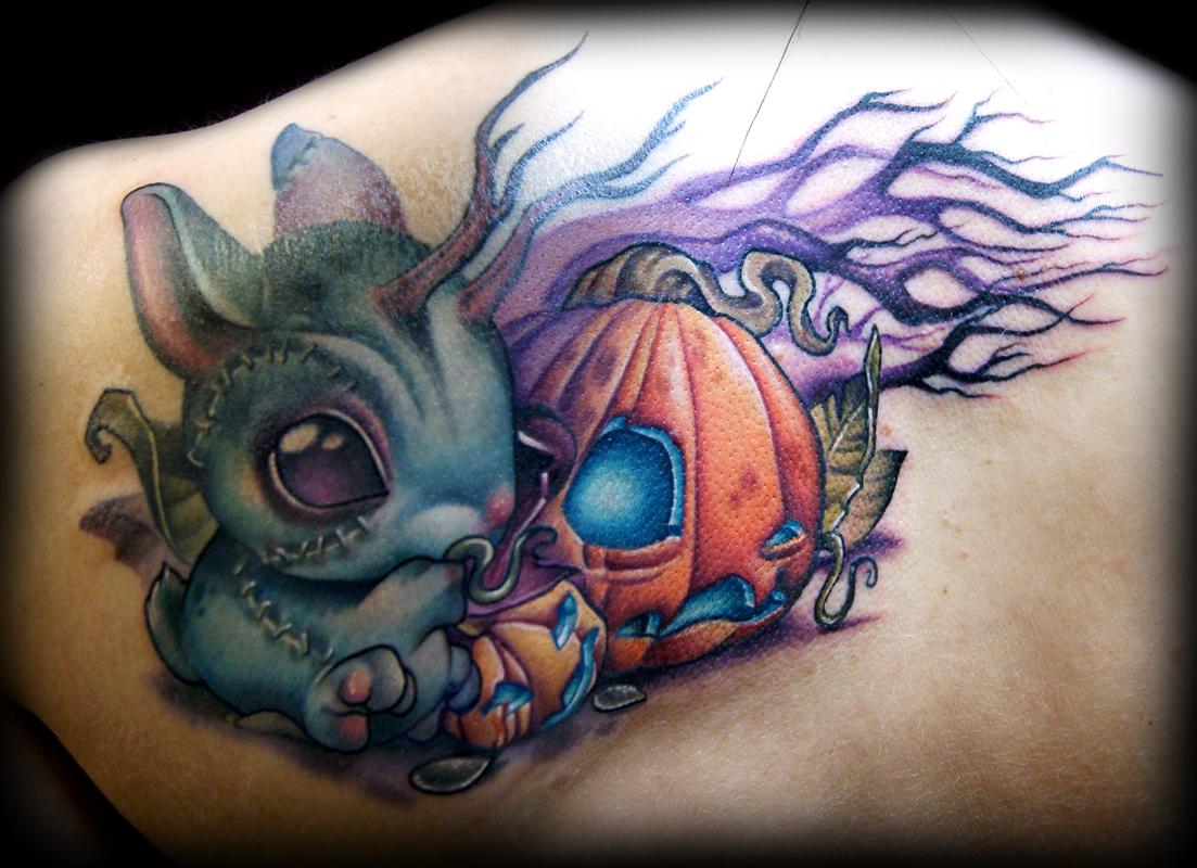 zombie bunny vs pumpkin tattoo by kelly doty tattoonow zombie bunny vs pumpkin tattoo by kelly doty tattoonow