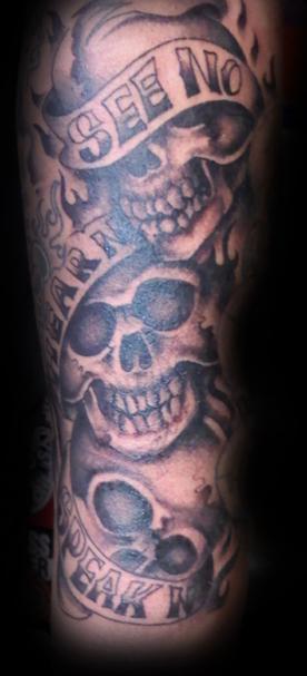 speak no hear no see no evil with skulls tattoos speak no hear no see no evil with skulls tattoos