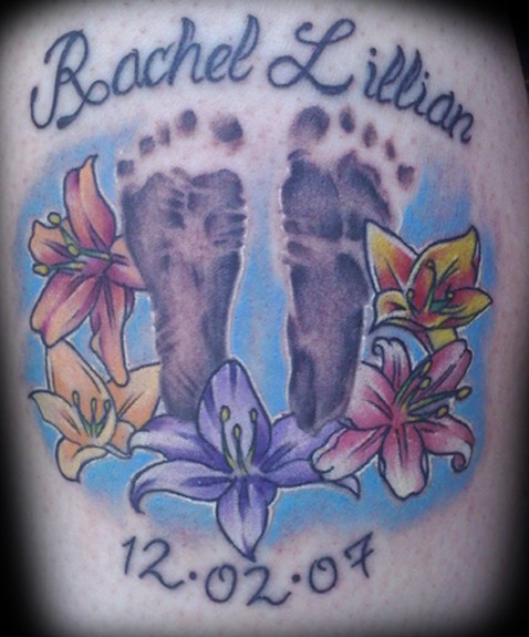 Placement Leg Comments Foot print tattoos color tattoos flower tattoos 