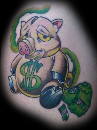 Pig farting money! tattoos of money. Pig farting money!
