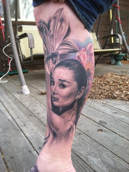 Ty McEwen Audrey Hepburn portrait tattoo