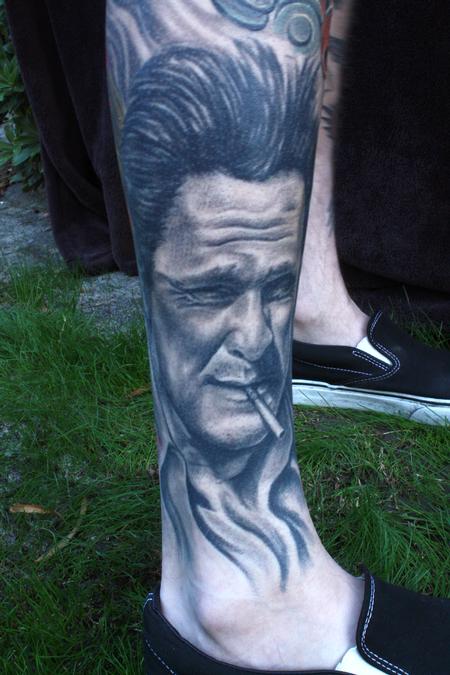 Ty McEwen - Black and grey portrait tattoo