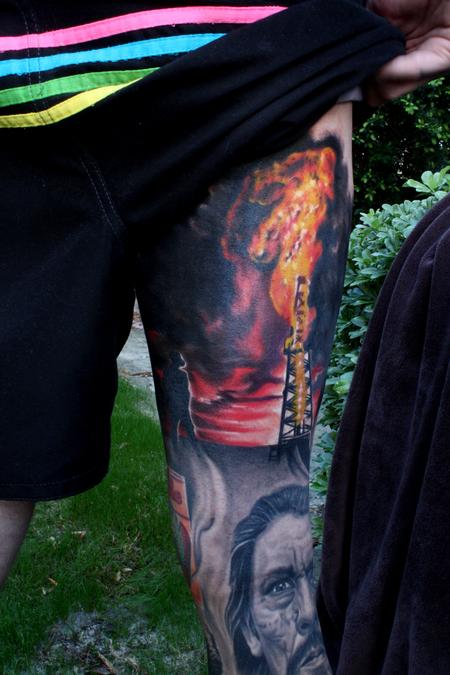 leg sleeve tattoo color tattoo black and grey tattoo Ty McEwen tattoos