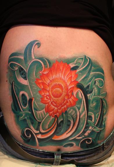 sunflower tattoo back. Ty McEwen - sunflower tattoo