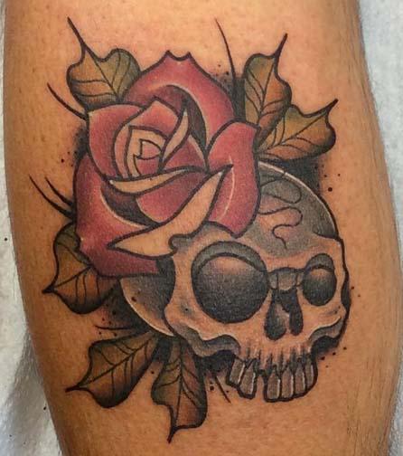 Tattoos - Skull with rose - 129350