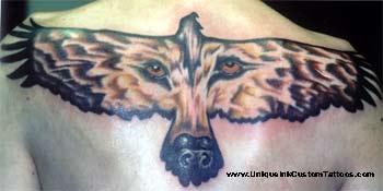Tattoos - Becky Morton - Wolf in Hawk Silhouette Tattoo