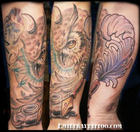 Owl with ink Tattoo Design Thumbnail