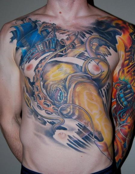 Tattoos - Ship and Octopus Tattoo - 63172