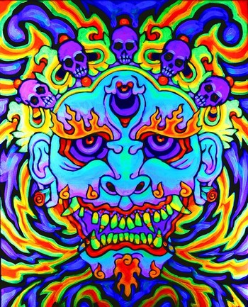 Canman - tibetan demon blacklight painting