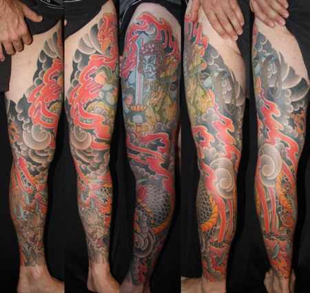 Traditional Leg Sleeve Tattoo