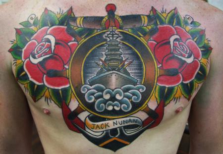 Looking for unique Ben Rorke Tattoos Traditional Ship and Roses Chest piece