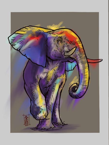 Tattoos - Water Colourphant - 102352