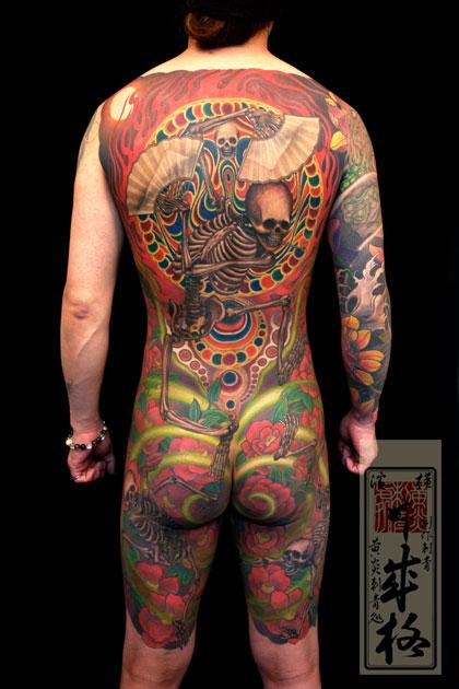 Color Skeleton Backpiece Tattoo Design Thumbnail