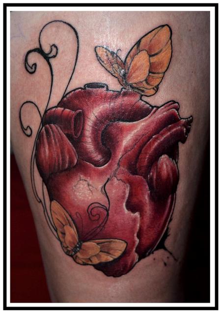 Tattoos - Art Nouveau heart with butterflies - 93928