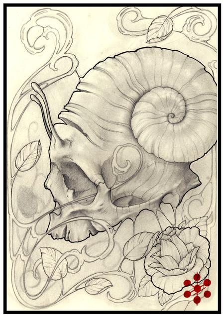 Tattoos - Skull Snail Shell - 93922