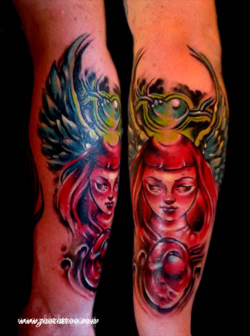 Muriel Zao - Angel and Heart Tattoo