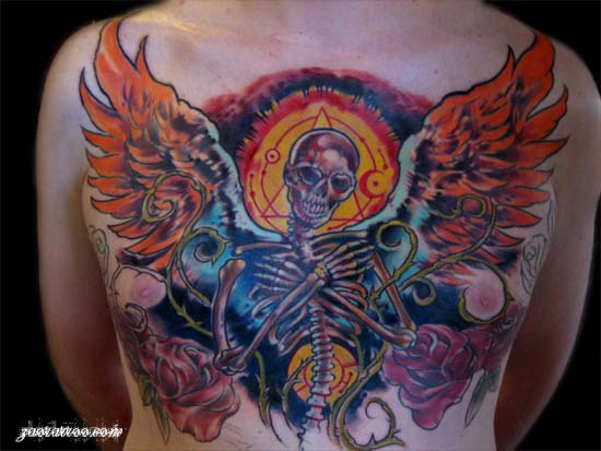 Muriel Zao - Skeleton with Wings Tattoo