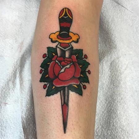 Adam Lauricella - Rose and Dagger Tattoo