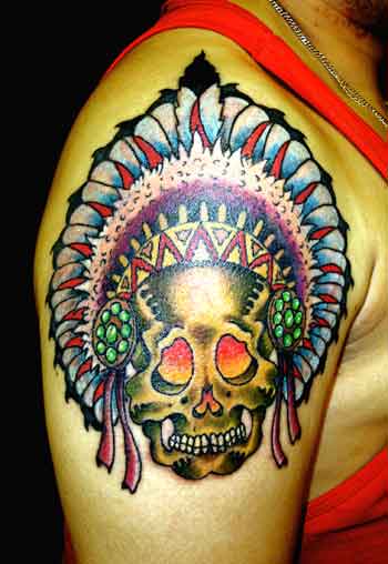 Tattoos - Alex Sherker - Skull and Headdress