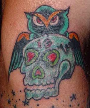 Tattoos - Alex Sherker - Owl and Skull