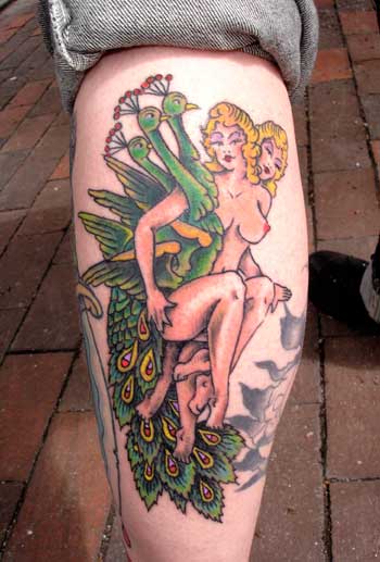 Tattoos - Alex Sherker - Peacock Pin Up Girl Surreality