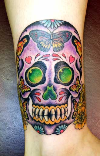 An interesting project this tattoo The client wanted a sugar skull tattoo