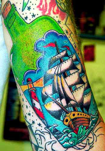 Tattoos - Alex Sherker - Ship in a Bottle