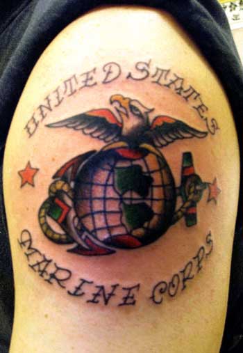 Tattoos Lettering tattoos USMC Globe and Anchor