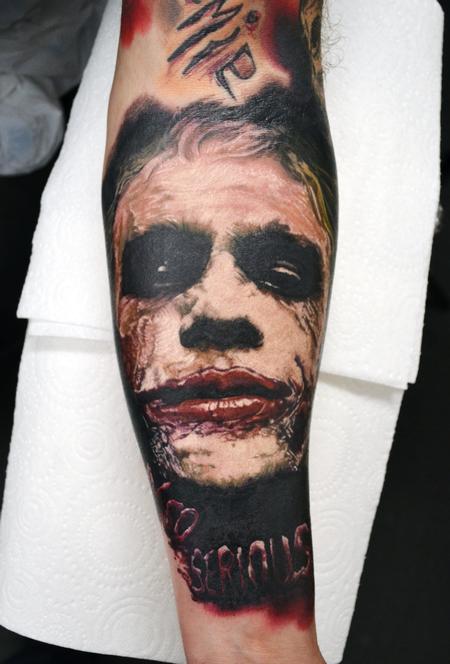 Alan Aldred - Heath Ledger Forearm Portrait Tattoo
