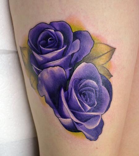 Tattoos - Realistic Purple Roses - 110128