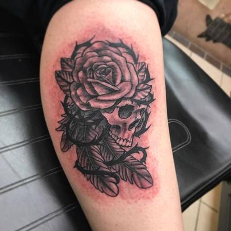 Skull/ rose/ feathers Tattoo Design Thumbnail