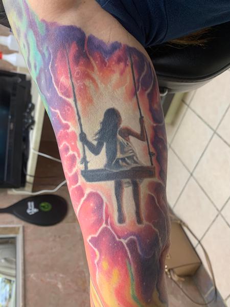 Tattoos - Girl on swing in space - 142390