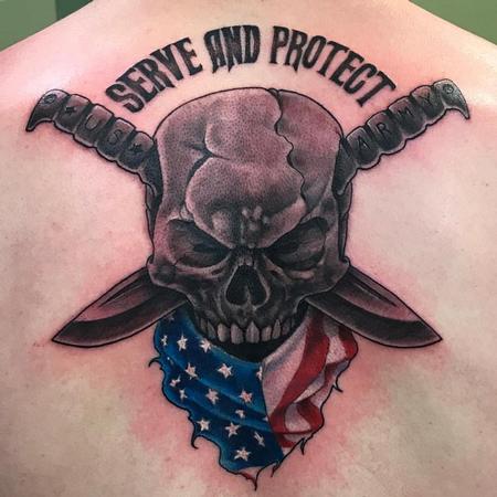 Tattoos - Skull/flag/ knives - 128581