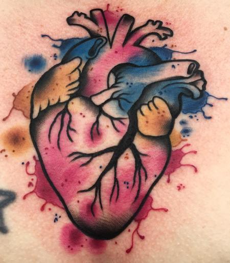 Tattoos - Watercolor anatomical heart  - 128852