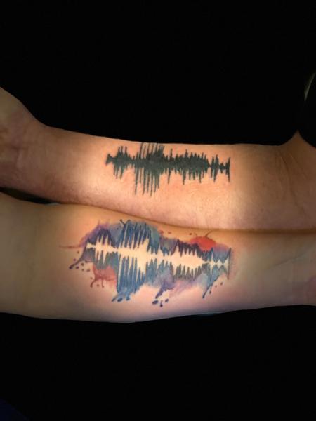 Jaisy Ayers - Soundwave watercolor couples tattoos