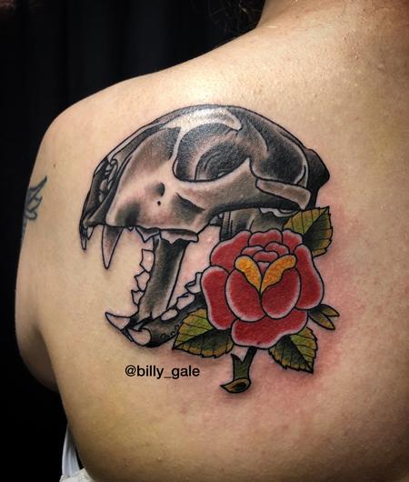 Billy Gale - Panther Skull & Rose tattoo