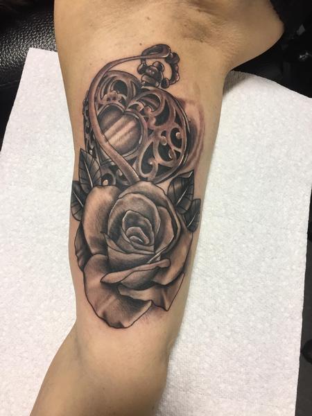Tattoos - Rose and heart locket  - 132745