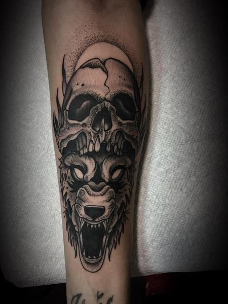 Tattoos - Wolf and skull - 133928