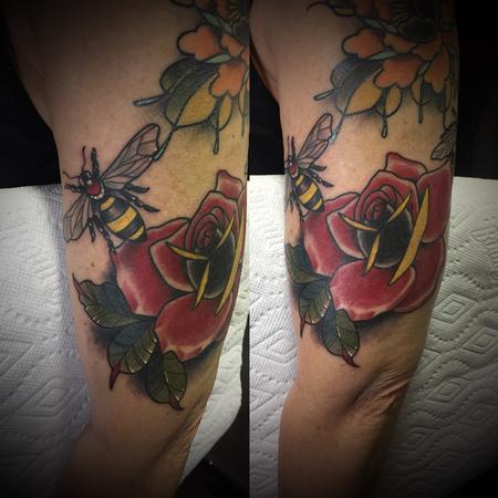 Tattoos - Rose and bees - 132113