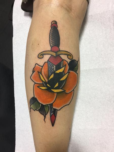 Tattoos - Dagger and rose - 133663