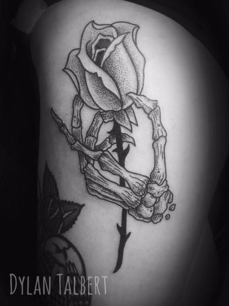 Tattoos - Rose and Skelton hand - 130203