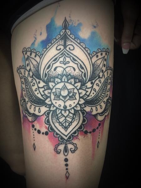 Tattoos - Watercolor lotus mandala - 127407