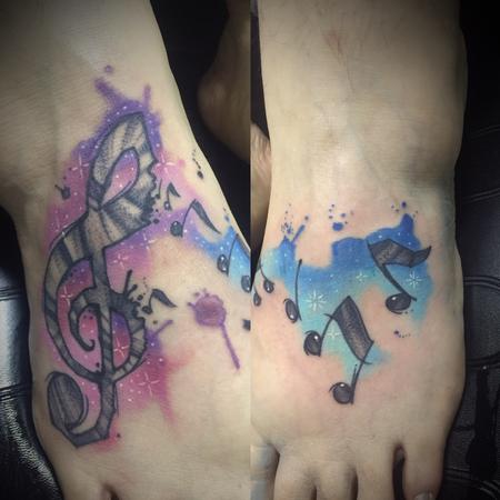Tattoos - Watercolor music notes - 127753