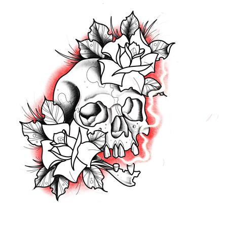 Tattoos - Skull rose - 128973