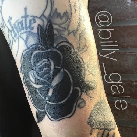 Tattoos - Black Traditional Rose Blastover - 127007