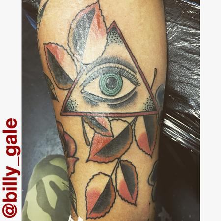 Tattoos - All Seeing Eye with Fall colored leaves.. - 129211