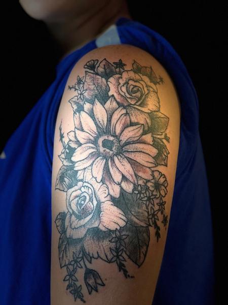 Tattoos - stipple flowers - 134453