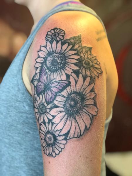 Tattoos - butterfly and flowers - 134610