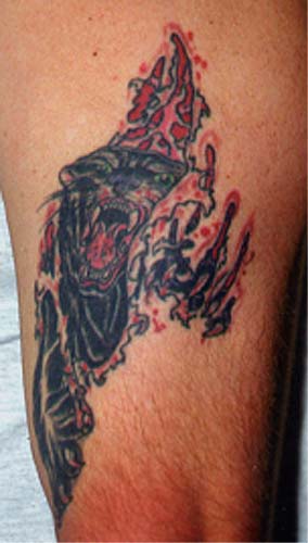 Bad Tattoos - panther skin rip
