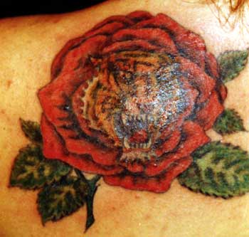 Really bad tattoo - Tiger / Flower